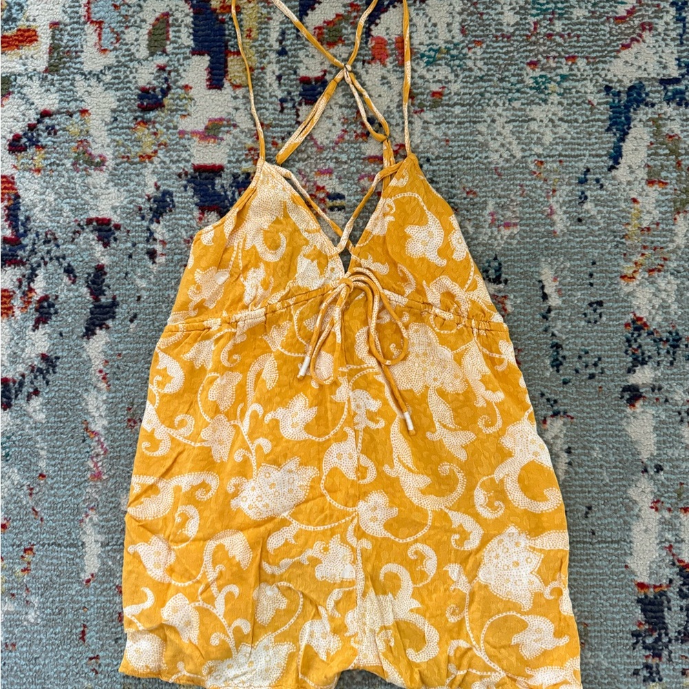 Anthropologie Yellow Floral Jumpsuit